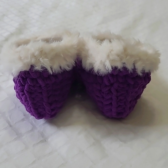 🎁 Handmade Chunky Knit Crocheted Slippers Sz 8.5 - 9 - Picture 4 of 5
